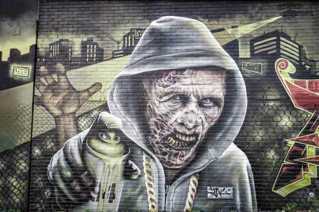 rotting zombie street art 