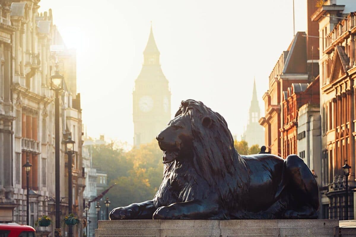 View down Whitehall from Trafalgar Square