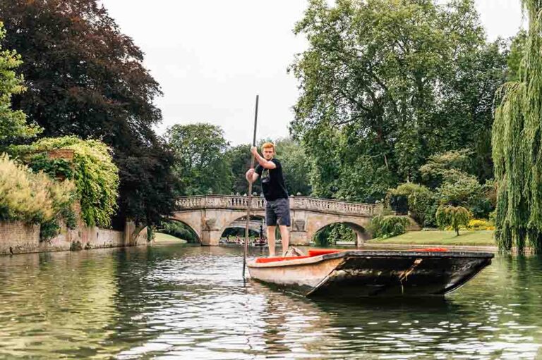Punting on the Cam in Cambridge