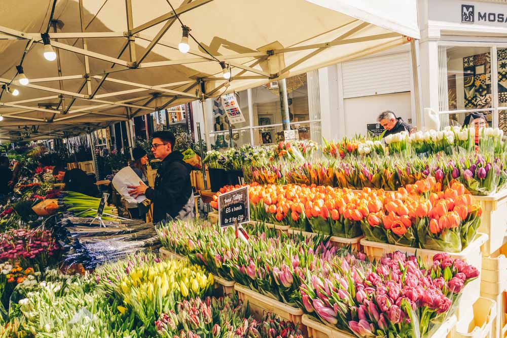 Selling flowers at the market