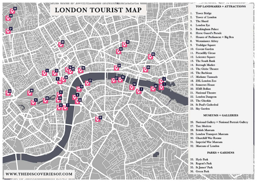 London Attractions Tourist Map: Interactive + Printable — London x London