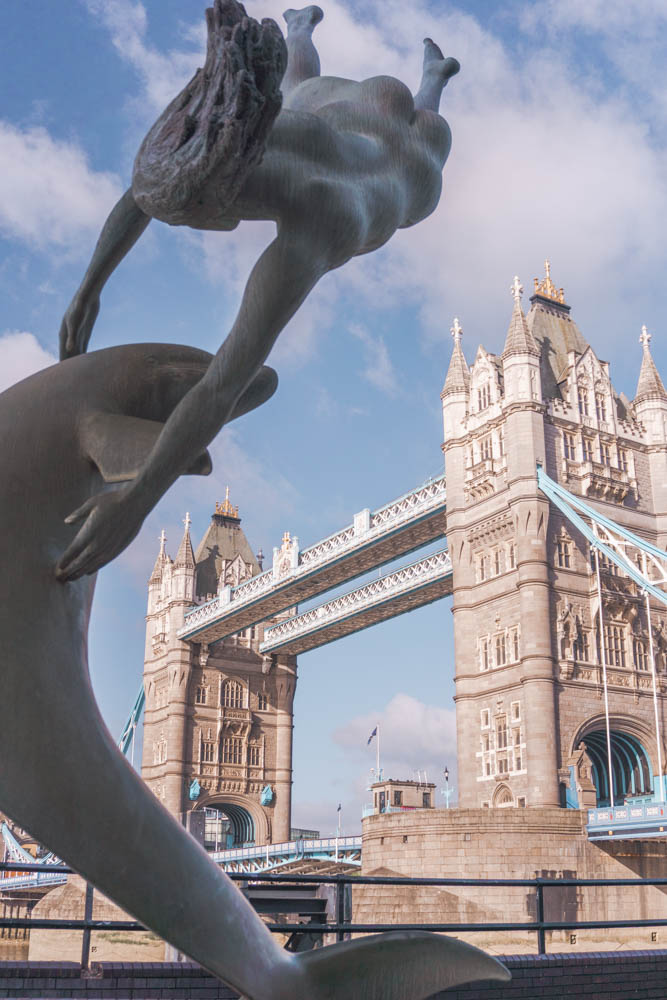 Tower Bridge and Girl with the Dolphin