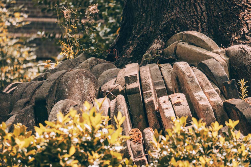 Close up of the tombstones