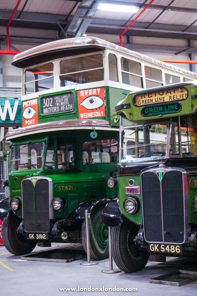 Green buses that used to be used in London 