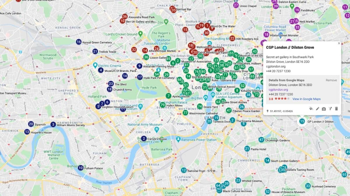 Quirky, Hidden and Unusual London Map