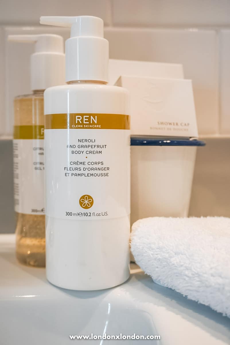 Ren products in bathroom 