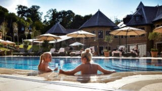 Relaxing in the sun at Pennyhill Park hotel spa near London