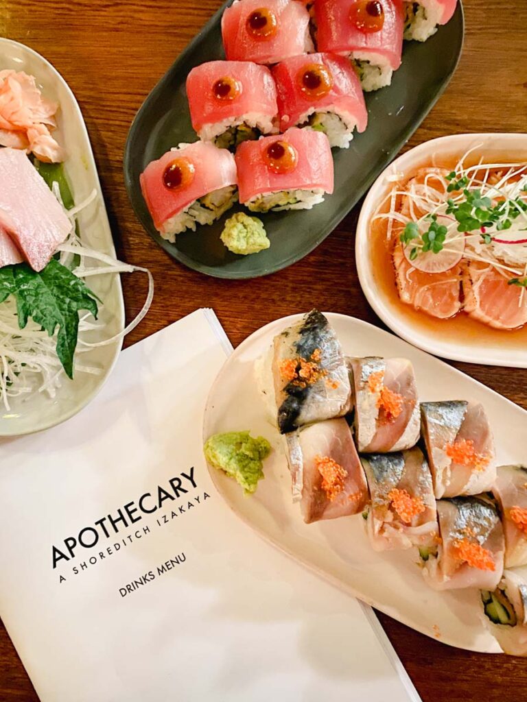 Sushi at Apothecary Shoreditch