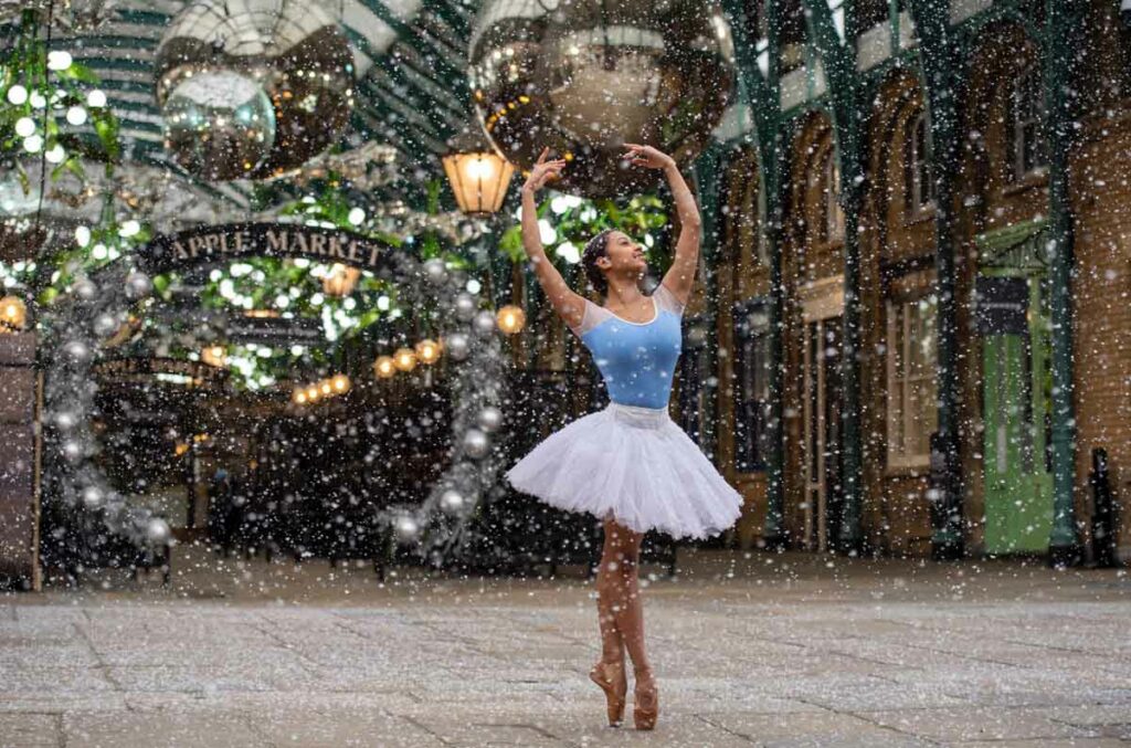 Ballet Dancer in Snow Covent Garden