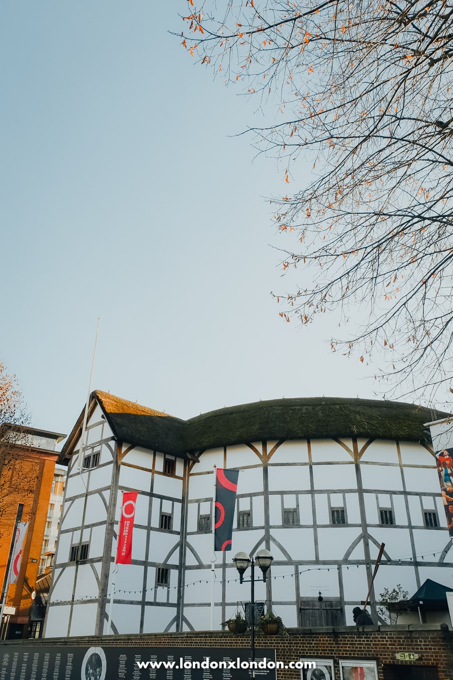 The exterior of Shakespeare's Globe from the South Bank