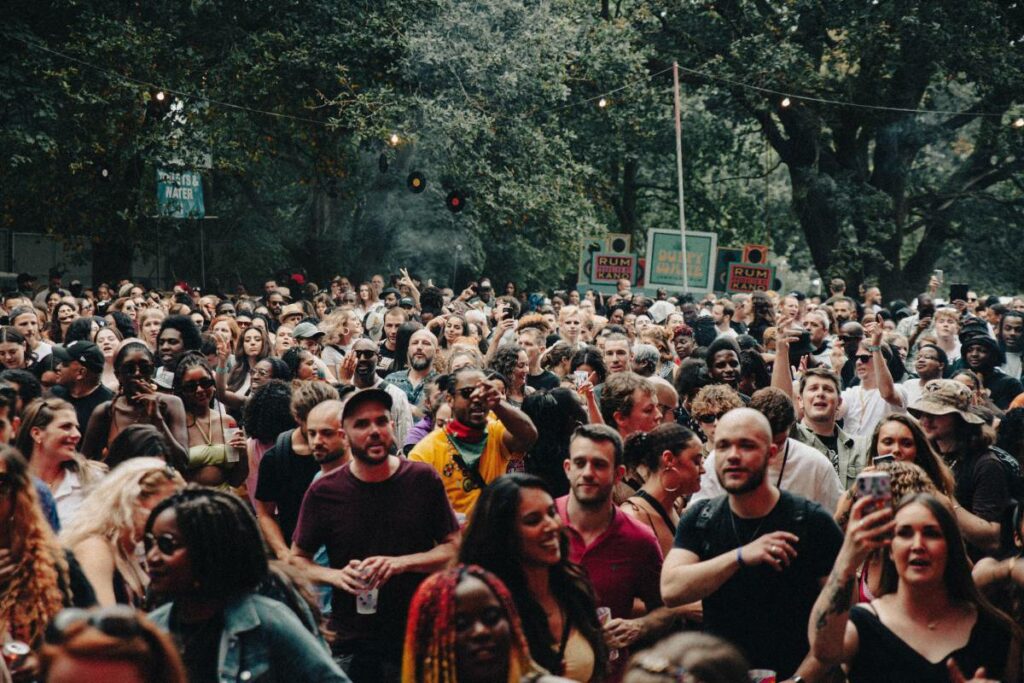 People dancing at a festival