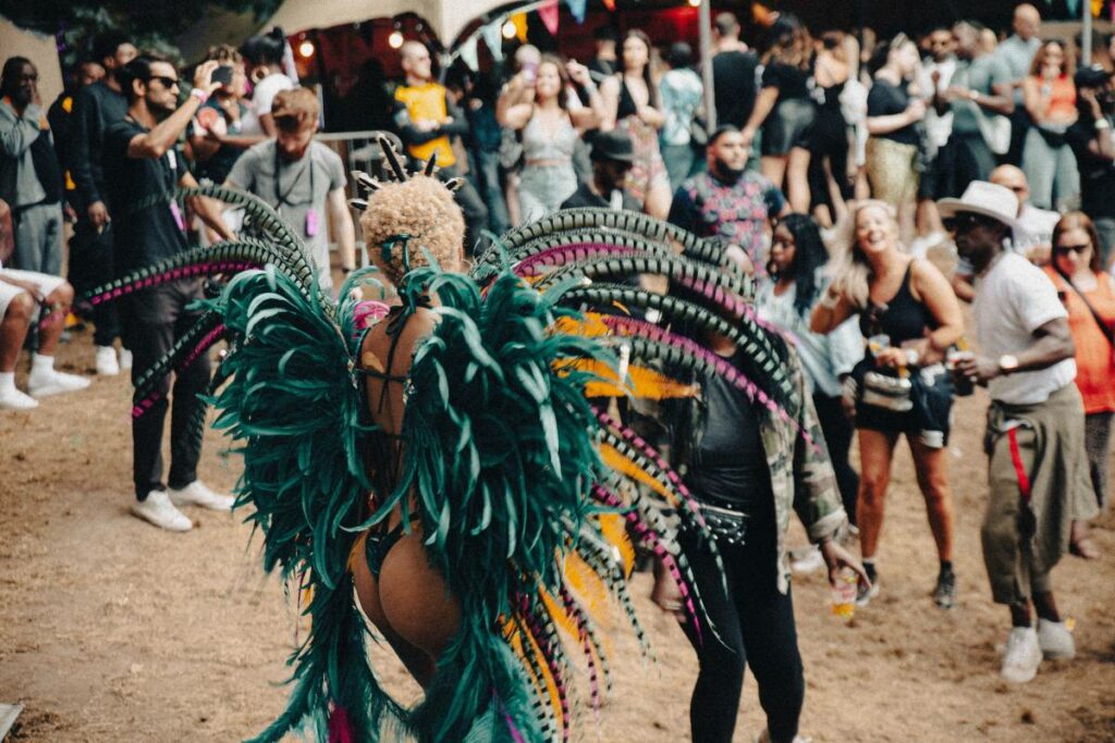 Woman dancing in a carnival costume