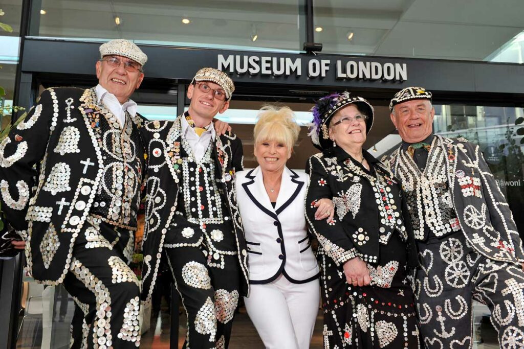 Barbara Windsor with Pearly Kings & Queens at the Museum of London 2010
