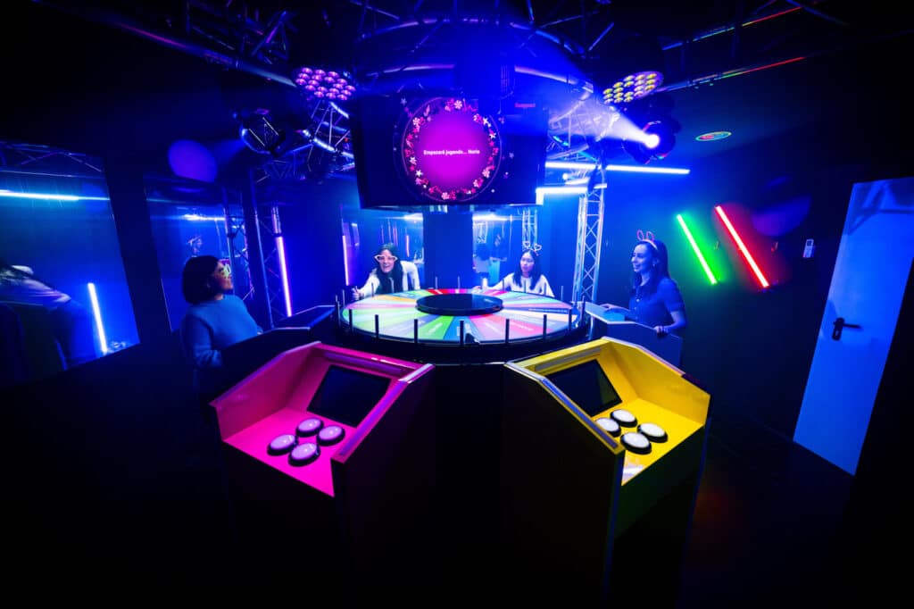 the games podium and dark background