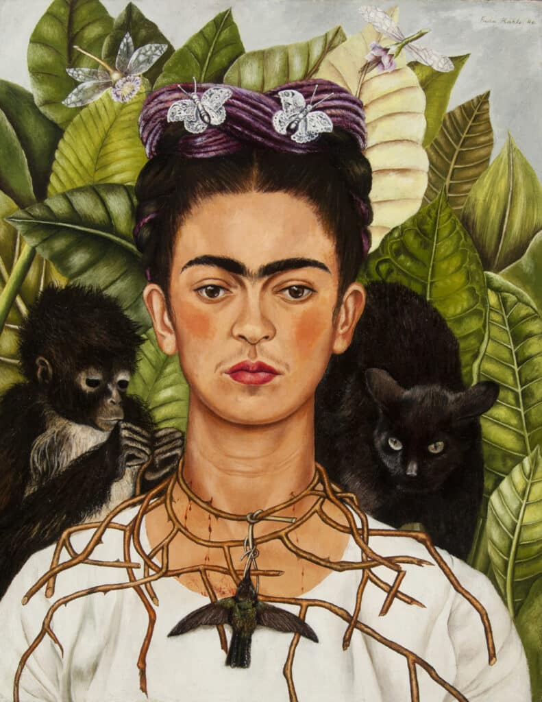 Frida Kahlo - Untitled Self-portrait with thorn necklace and hummingbird