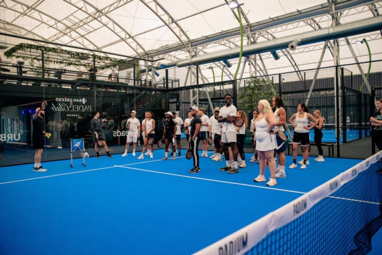 Urban Greens and Padium are running a padel and salad series in Canary Wharf this August