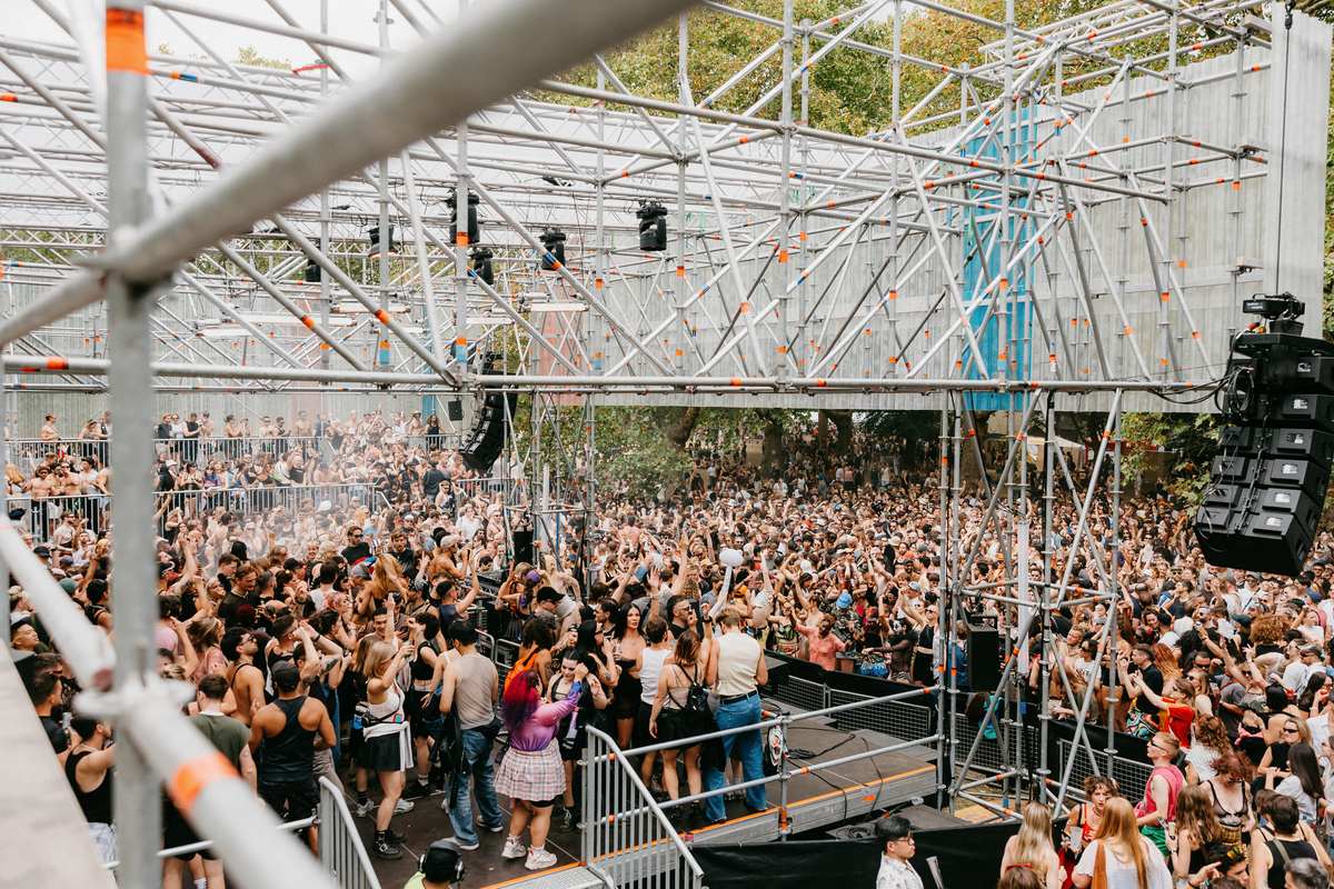 Crowd at the main stage at Body Movements festival, Southwark Park