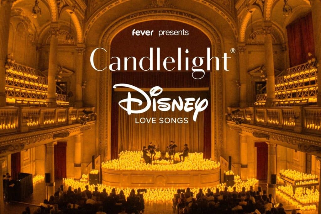 A candlelit string quartet performing Disney love songs at the Candlelight concert series
