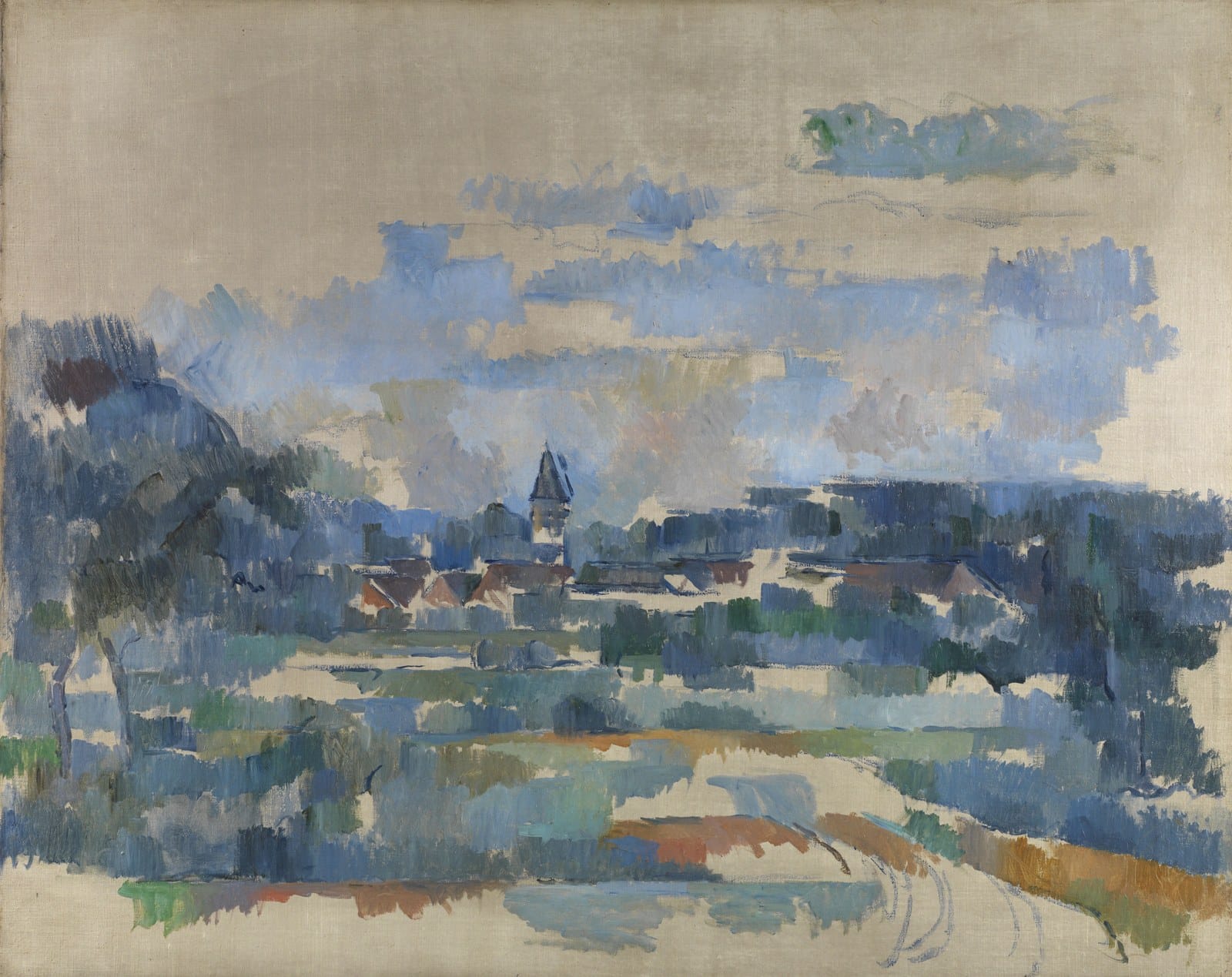 Paul Cezanne's Turning Road, c.1905, a near-abstract landscape in blue and green