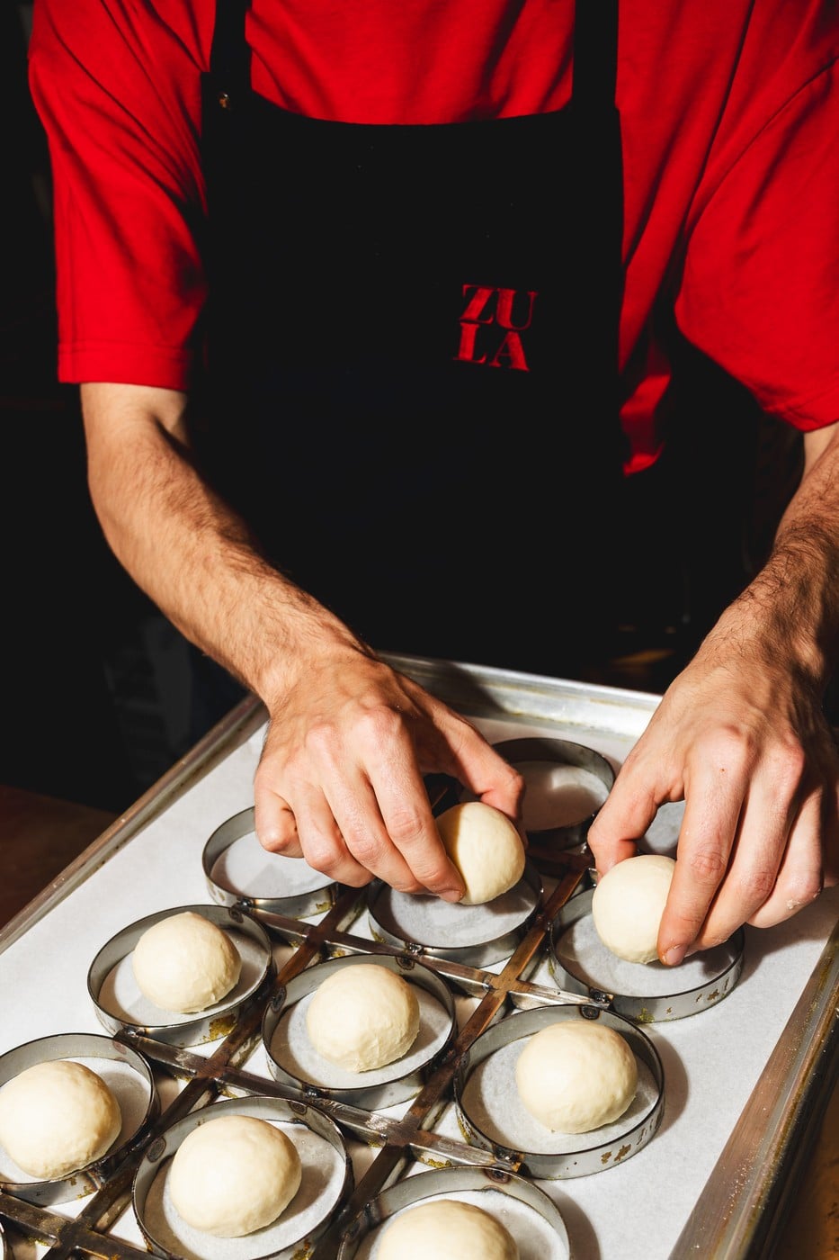 Shaping fresh house-made buns at Zula Burger