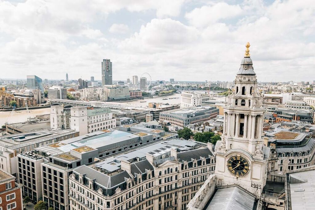 Panoramic view across London's skyline